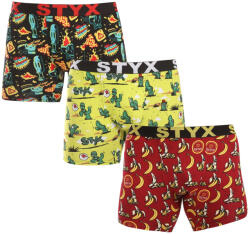 Styx 3PACK férfi boxeralsó Styx hosszú art sportos gumipánt többszínben (3UN13198) XXL