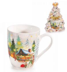 AFI Karácsonyi porcelán bögre díszcsomagolásban - 300 ml - karácsonyi vásár / karácsonyfa (IMO-AFI-714953KARIFA)