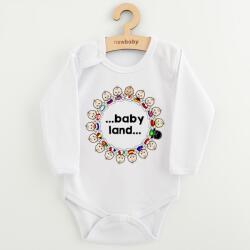 NEW BABY Body pentru copii cu imprimeu New Baby . . . baby land. . . , mărime 86 (12-18lr)