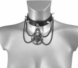 Leather & Steel Fashion Choker SIGIL OF BAPHOMET LEATHER - LSF9 52