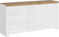Mobikon Comoda alb lucios stejar wotan Vilgo 156x41.5x84.5 cm (0000352380) Comoda