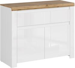 Mobikon Comoda alb lucios stejar wotan Vilgo 106x41.5x84.5 cm (0000352381) Comoda