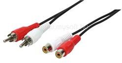 LogiLink Audiokábel, 2x RCA/M - 2x RCA/F, fekete, 5 m (LOGILINK_CA1037) (LOGILINK_CA1037)