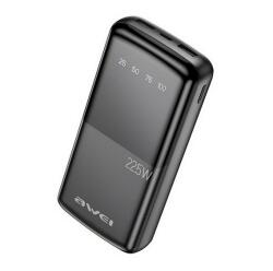 Awei p13k vésztöltő 2 usb+type-c aljzat (20000mah, 22.5w, pd gyorstöltő, led kijelző) fekete (P13K) - rufusz