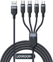 JOYROOM Cablu Incarcare USB-A - Lightning / microUSB / 2 x USB-C Joyroom S-1T4018A18, 20W, 1.2m, Negru - gsmnet