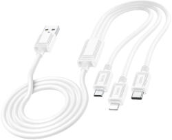 hoco. Cablu Incarcare USB-A - Lightning / microUSB / USB-C HOCO X74 3in1, 18W, 1m, Alb