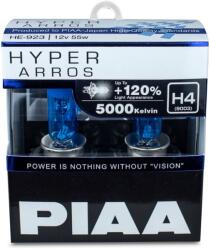 PIAA Hyper Arros 5000K H4 + 120% ragyogó fehér fény, 5000K színhőmérséklet, 2 db (HE-920)