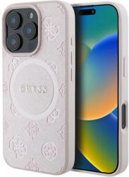 GUESS Husa Husa pentru iPhone 16 Pro - Guess Saffiano Peony Classic Logo MagSafe (GUHMP16LPSAPSMEP) - Pink (KF2340333) - vexio