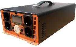 Houli Power Inverter invertor de tensiune de la 12V la 230V, 3000W/6000W, undă sinusoidală pură, 4 prize (HPGC0030U 12V/50Hz/230V/EU)