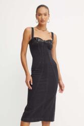 Versace rochie jeans culoarea negru, midi, mulata, 77HAO96P DW060SW0 9BYH-SUD0NL_99X