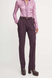 Versace Jeans Couture pantaloni femei, culoarea violet, drept, high waist, 77HAA117 N0394 9BYH-SPD0EW_49X