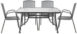  Set mobilier de gradina, 5 piese, masa + 4 scaune cu maner, Gri (HM5106.01+HM5005.01)