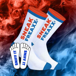 SneakFreaxx SNIFF IT 2 - Fehér-Narancs-Kék Zokni - Elegáns és Stílusos Kényelem - szexvital