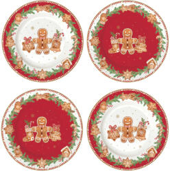 Easy Life Porcelán desszerttányér szett 4db-os, 19cm dobozban, Fancy Gingerbread