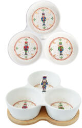 Easy Life Nuova R2S Nutcrackers porcelán 3 részes kínáló tálka bambusztálcán 20, 5x17cm, díszdobozban