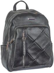 Silvia Rosa Négy rekeszes kockamintás elejű fekete műbőr hátizsák Silvia Rosa (sr 8209 black)