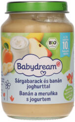 Babydream Bio bébiétel sárgabarack almában, joghurttal 9/10 hónapos kortól - 190 g