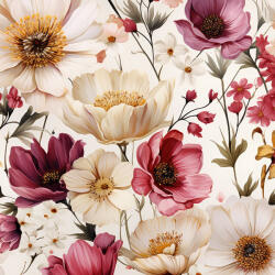 Takoy Elasztikus szatén világos virágok 60