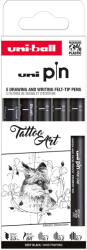 uni Liner varf 0.1-0.7 mm plus pensula UNI Pin 200 Fine Line Tattoo Art, 5 buc/set