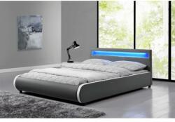Pat Dormitor DULCEA Iluminare LED RGB Gri 180x200 cm