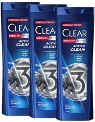 CLEAR Active Clean 3in1, sampon pentru barbati , 3 x 360 ml (46805)