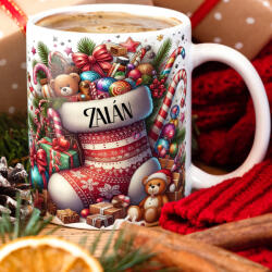 Deconline Crafts Egyedi neves karácsonyi bögre "A Mikulás műhelye" 330 ml kerámia Full HD (DO129205-CERAMIC-MUG)