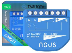 Nous B2T okos Wi-Fi-s 1 áramkörös, fogyasztásmérős mini kapcsolórelé modul (Tasmota firmware, Matter kompatibilis)