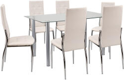 Leziter Lina 6+1 étkező garnitúra fehér (LUA140W_DC-002-White_6) - homelux