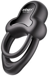 HoneyPlayBox Anello App-Controlled Vibrating Double Cock Ring with Clitoral Stimulator Black