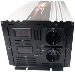 Houli Power Inverter feszültségátalakító 12V-ról 230V-ra, 4000W/8000W, tiszta szinuszos, 2 aljzat (HPZD0040U 12V/50Hz/230V/EU)