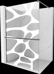 Mexen Kioto+, Walk-In zuhany paraván polccal és akasztóval 80 x 200 cm, 8 mm átlátszó üveg fehér mintás, grafit profil, 800-080-121-66-97 (800-080-121-66-97)