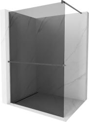 Mexen Kioto+, Walk-In zuhanyparaván polccal és akasztóval 130 x 200 cm, 8 mm szürke üveg, grafit profil, 800-130-121-66-40 (800-130-121-66-40)