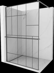Mexen Kioto+, Walk-In zuhanyparaván polccal és akasztóval 70 x 200 cm, 8 mm átlátszó üveg fekete mintás, grafit profil, 800-070-121-66-78 (800-070-121-66-78)