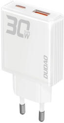 Dudao A30EU GaN Hálózati Töltő 30W - USB-A + USB-C - Fehér (A30EU)
