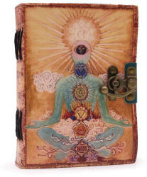 Ancient Wisdom Bőrkötésű kézműves notesz - Buddha Hét Csakra - 17, 5x12, 5x3 cm (LBN-62)