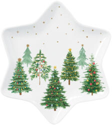 Easy Life Nuova R2S Porcelán csillagtálca 22, 5cm, dobozban, Festive Trees