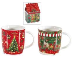 AFI Karácsonyi porcelán bögre házikó formájú díszdobozban - 350 ml - 2-féle (IMO-AFI-714955)