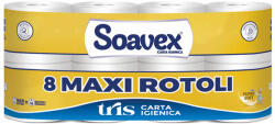 Toalettpapír 3 rétegű kistekercses 100% cellulóz 155 lap/tekercs 8 tekercs/csomag Soavex Maxi Rotoli_Paperdi - bolt