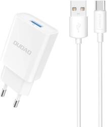 Dudao A4EU hálózati töltő 1xUSB-A csatlakozással és USB-A - Type-C kábellel 2.1A - fehér