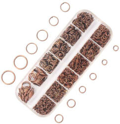  Fém szerelőkarika szett - 4-10 mm, 1050 db, vörösréz