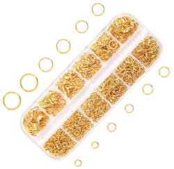  Fém szerelőkarika szett - 4-10 mm, 1050 db, arany