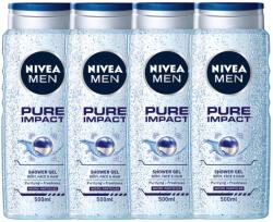 Nivea Men Pure Impact, gel de dus barbati, 4x500 ml (10923)