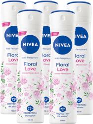 Nivea Floral Love, antiperspirant spray femei, 72h protectie, 5x150 ml (46068)