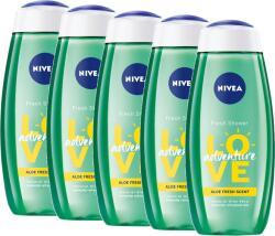 Nivea Love Adventure cu Aloe Vera, gel de dus hidratant , 5x250 ml (32845)