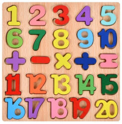 Brand Toys Tabla Montessori, din Lemn, Educatie Timpurie Cifre, 25 Piese Lemn, 20 x 20 cm, Vopsea pe Baza de Apa, Multicolor (125882)
