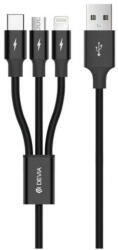 DEVIA Kintone Series 3 In 1 Tube USB/Lightning/ MicroUSB/Type-c 1.2m Black (DCKSTULMTB) - vexio