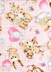 Mintás textil pelenka 1db-os - Őzike, Nyuszi, Maci rózsaszín