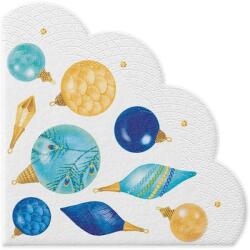 Paw Decor Collection Karácsonyi félköríves szalvéta - kék-arany karácsonyfadíszek (VR-SDR232700)