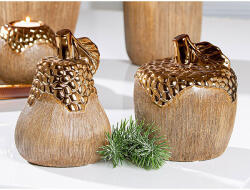  „Lausanne exkluzív matt fa hatású barna és fényes bronz színekben pompázó modern alma szobor - 16cm