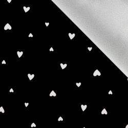 Takoy Téli softshell anyag fehér szívecskék fekete alapon